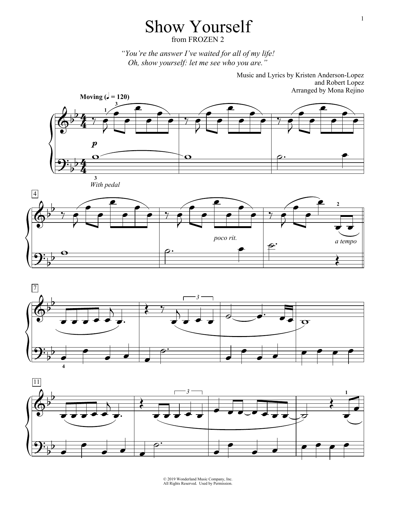 Idina Menzel and Evan Rachel Wood Show Yourself (from Disney's Frozen 2) (arr. Mona Rejino) Sheet Music