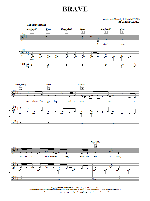 Idina Menzel Brave Sheet Music