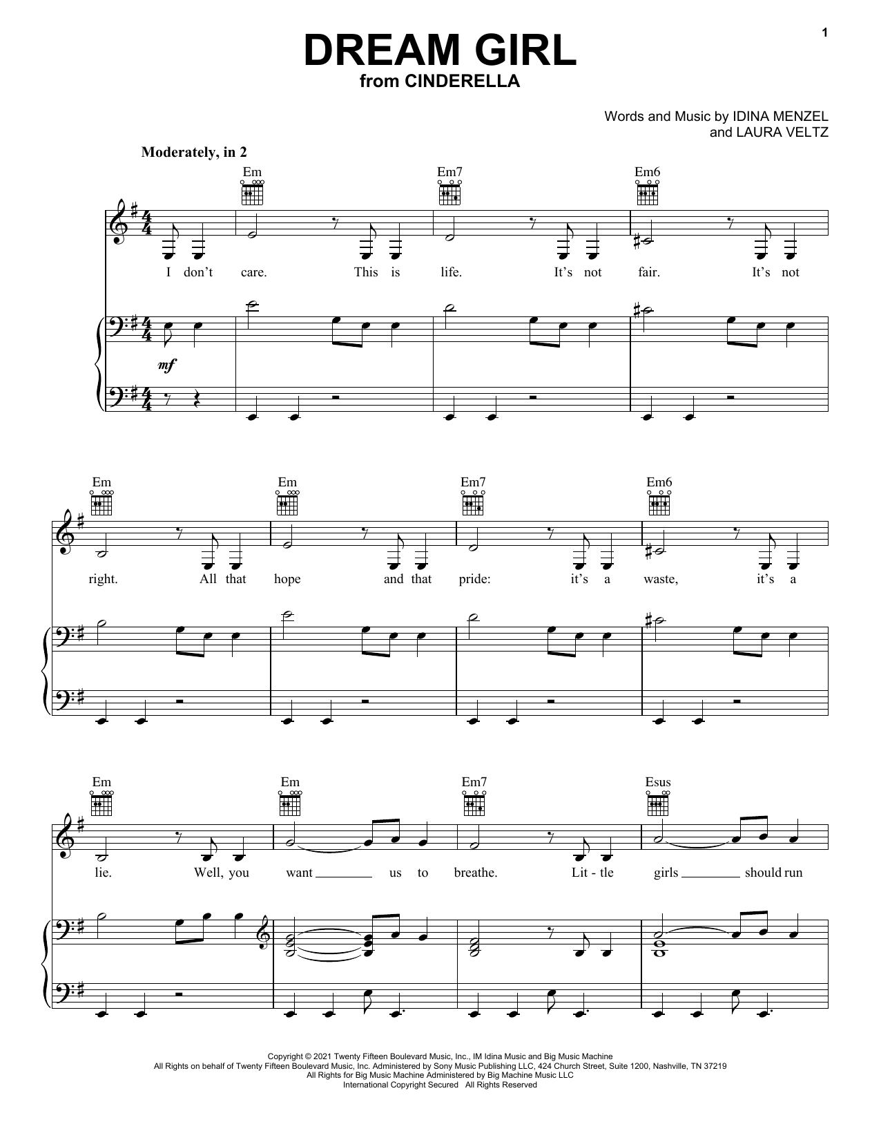 Idina Menzel Dream Girl (from the Amazon Original Movie Cinderella) Sheet Music