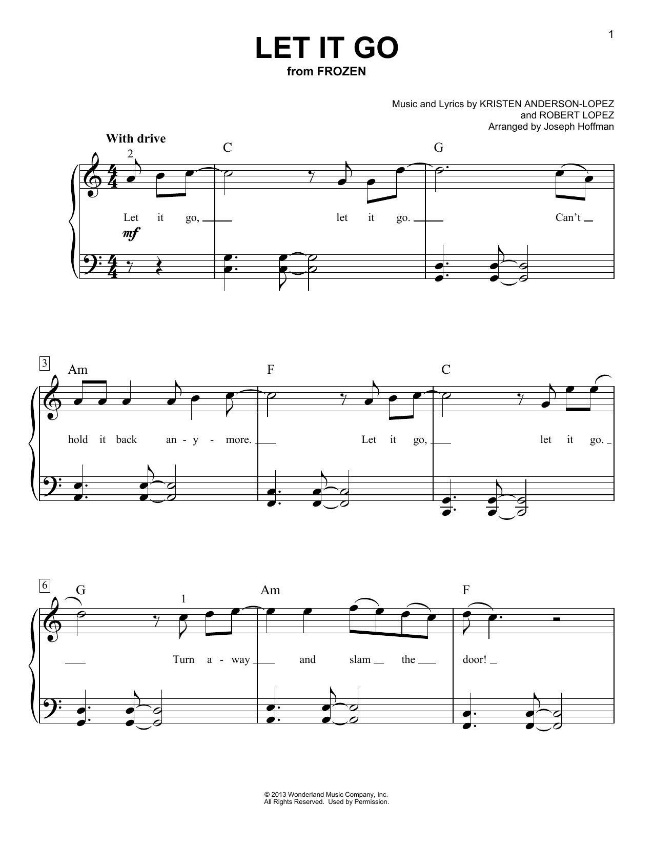 Idina Menzel Let It Go (from Frozen) (arr. Joseph Hoffman) Sheet Music
