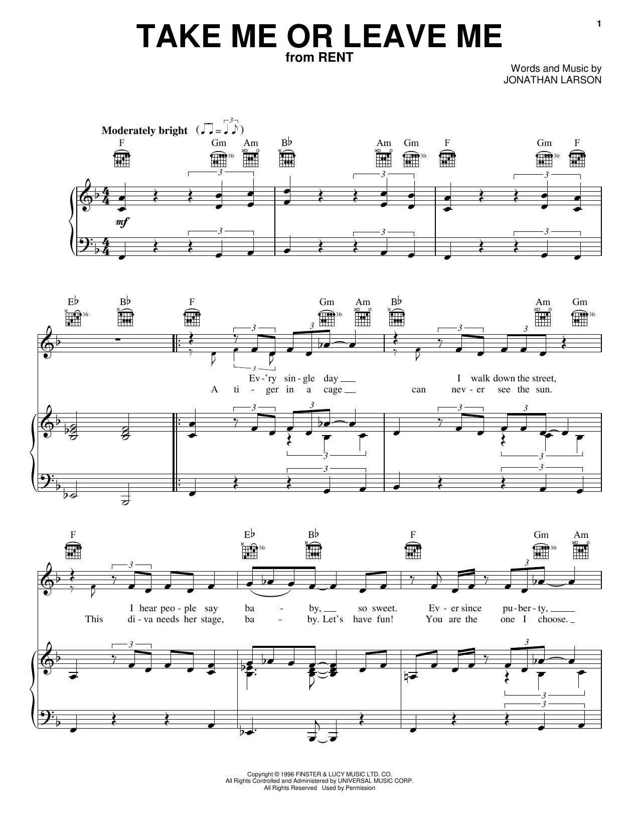 Idina Menzel Take Me Or Leave Me Sheet Music