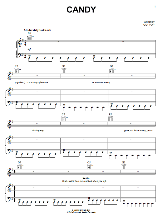 Iggy Pop Candy Sheet Music