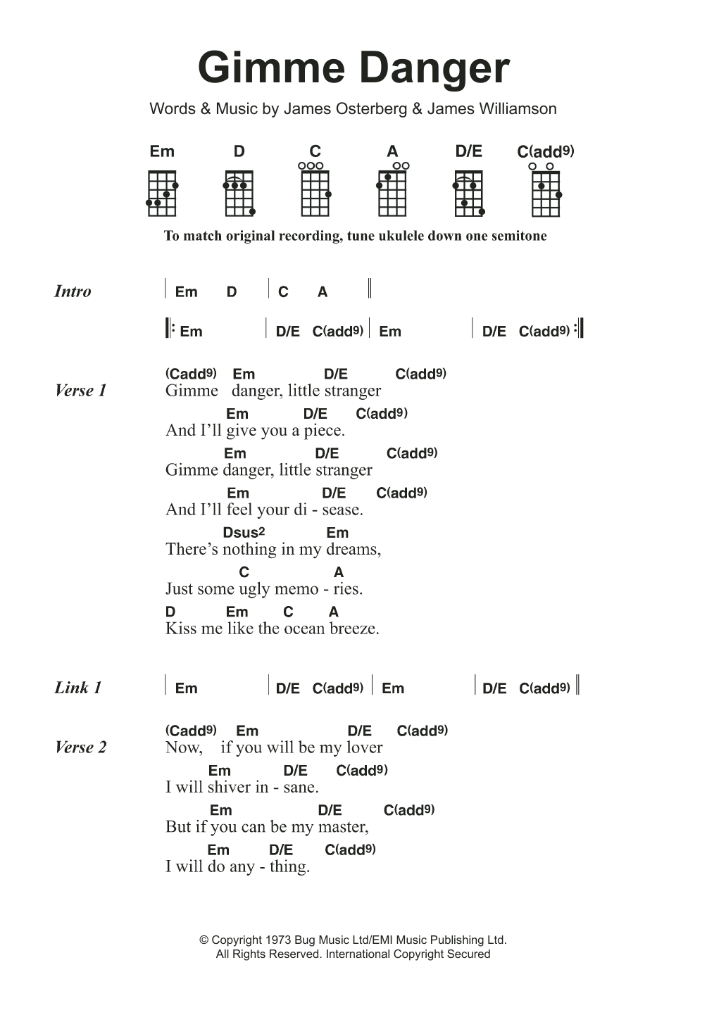 Iggy & The Stooges Gimme Danger Sheet Music