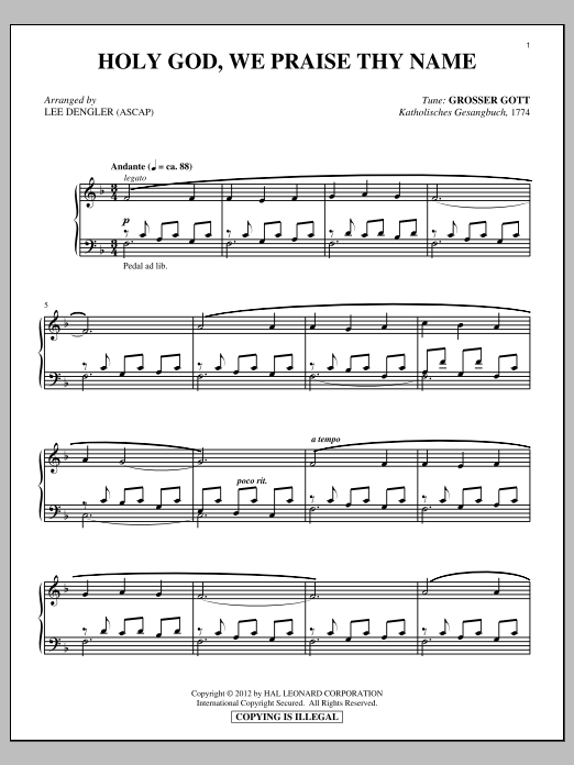 Ignaz Franz Holy God, We Praise Thy Name Sheet Music