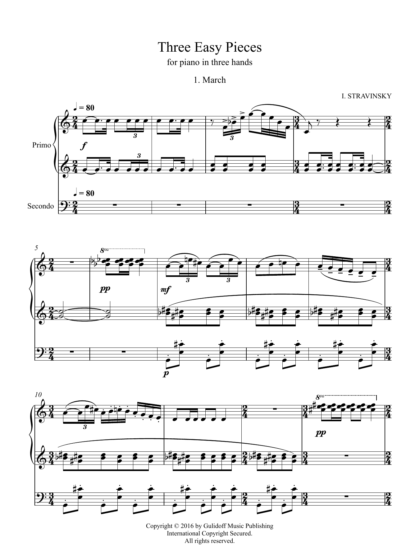 Igor Stravinsky Three Easy Pieces (all) Sheet Music