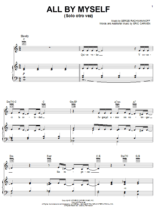 Il Divo All By Myself (Solo otro vez) Sheet Music