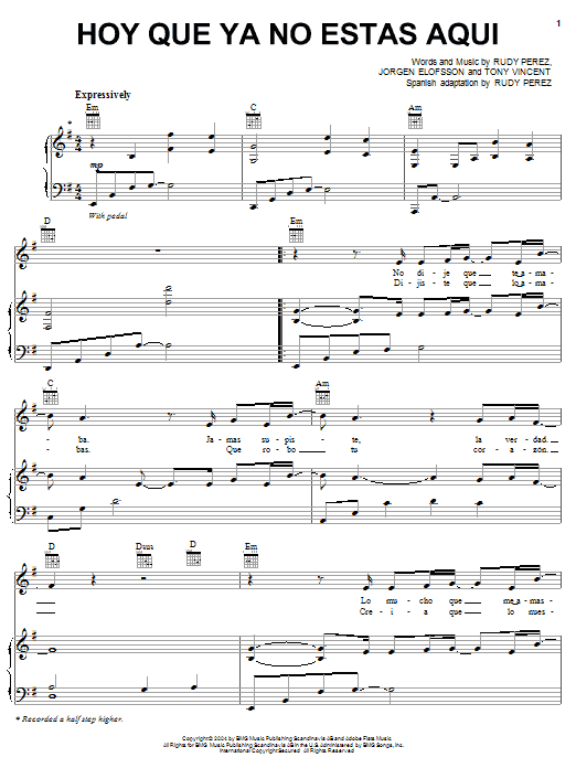 Il Divo Hoy Que Ya No Estas Aqui Sheet Music