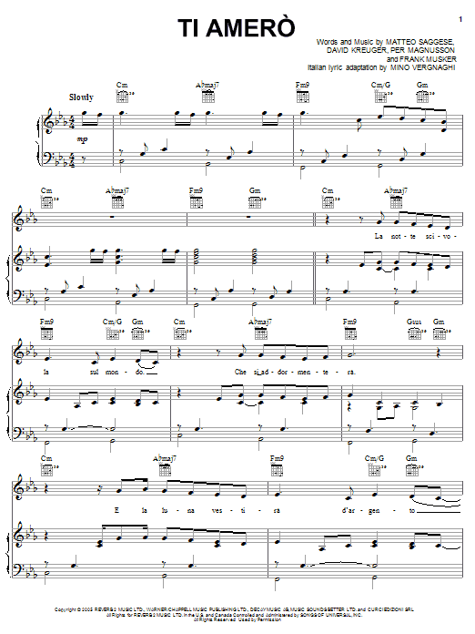 Il Divo Ti Amero Sheet Music