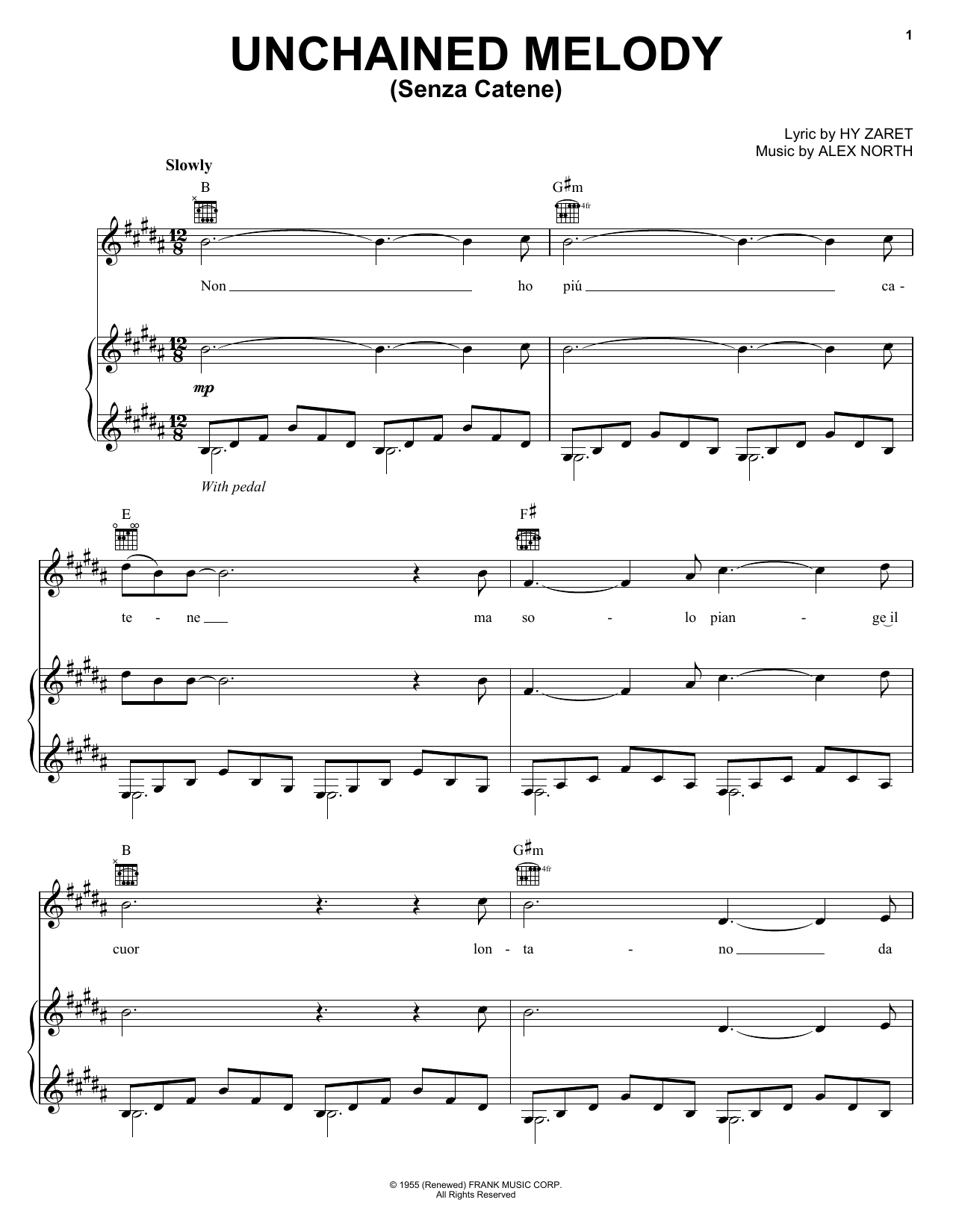 Il Divo Unchained Melody (Senza Catene) Sheet Music