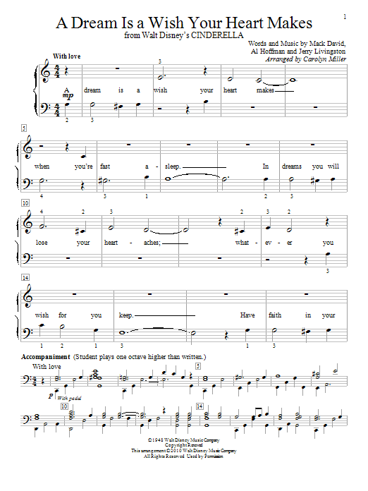 Ilene Woods A Dream Is A Wish Your Heart Makes (from Cinderella) (arr. Carolyn Miller) Sheet Music