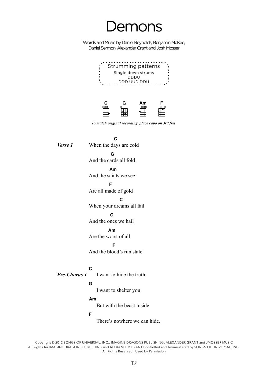 Imagine Dragons Demons (arr. Elise Ecklund) Sheet Music