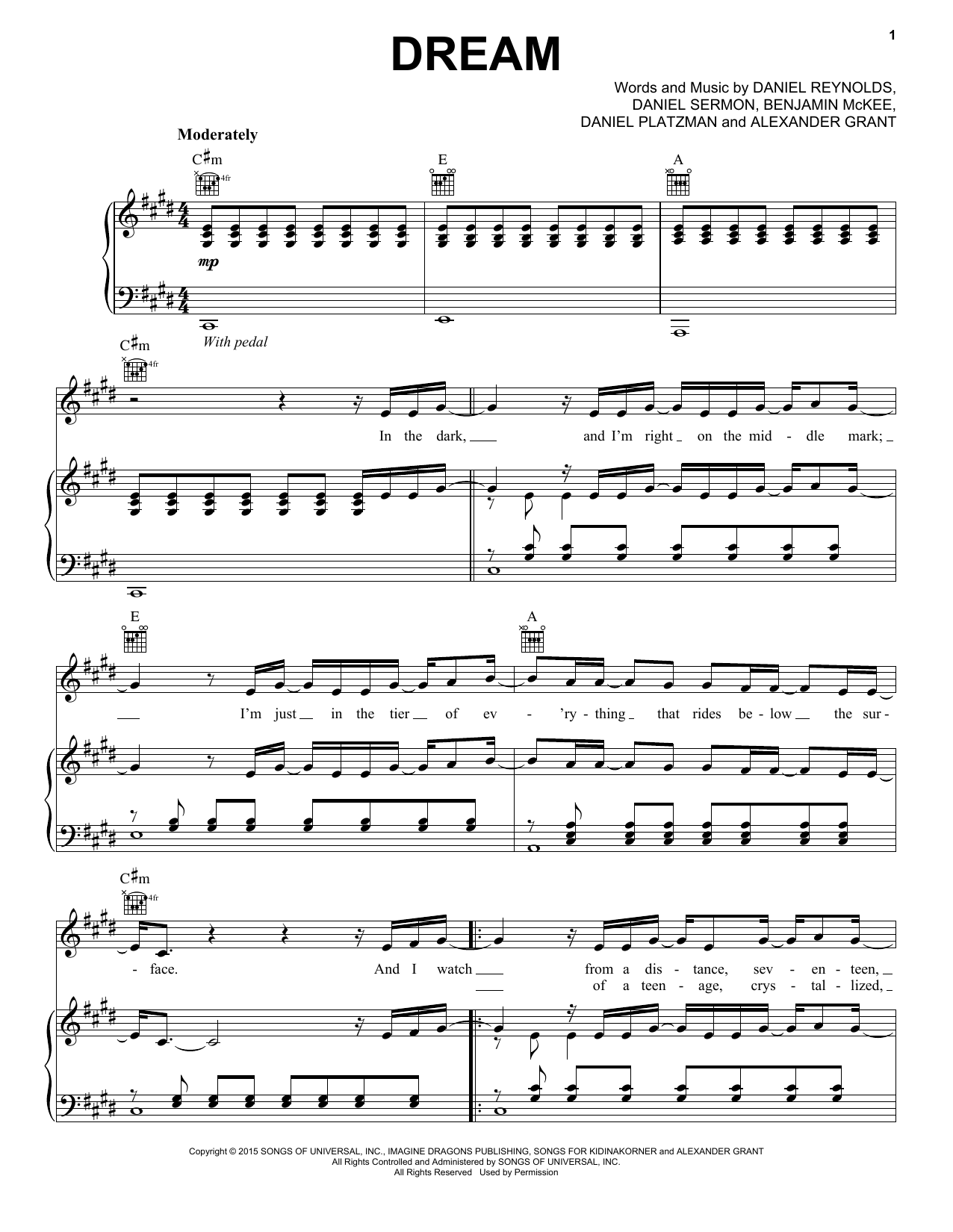 Imagine Dragons Dream Sheet Music