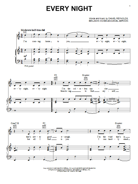 Imagine Dragons Every Night Sheet Music