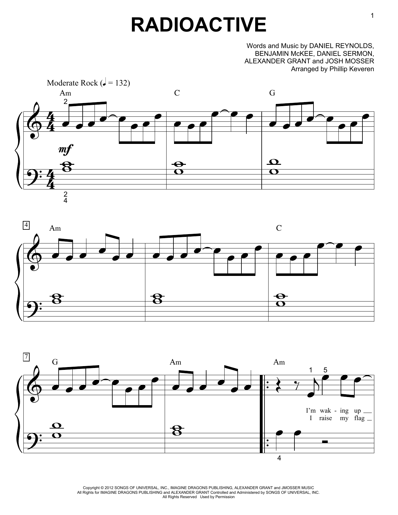 Imagine Dragons Radioactive (arr. Phillip Keveren) Sheet Music
