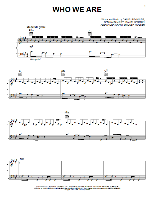 Imagine Dragons Who We Are Sheet Music