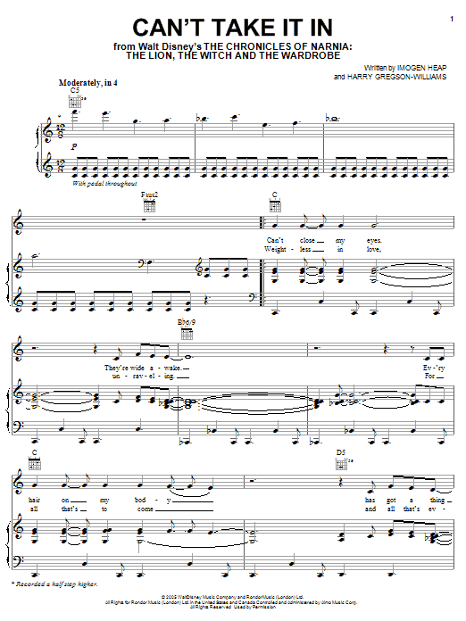 Imogen Heap Can't Take It In Sheet Music