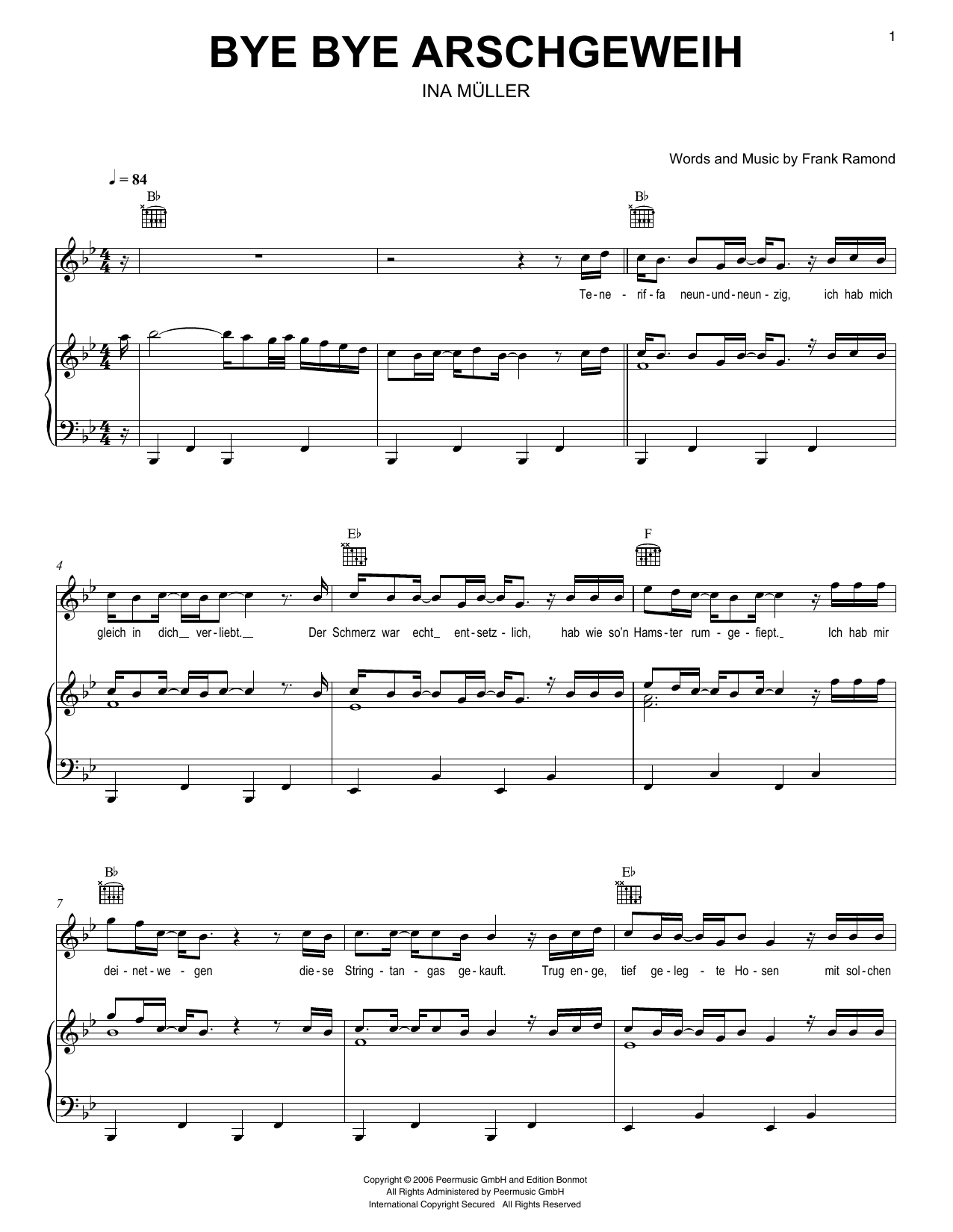 Ina Müller Bye Bye Arschgeweih Sheet Music