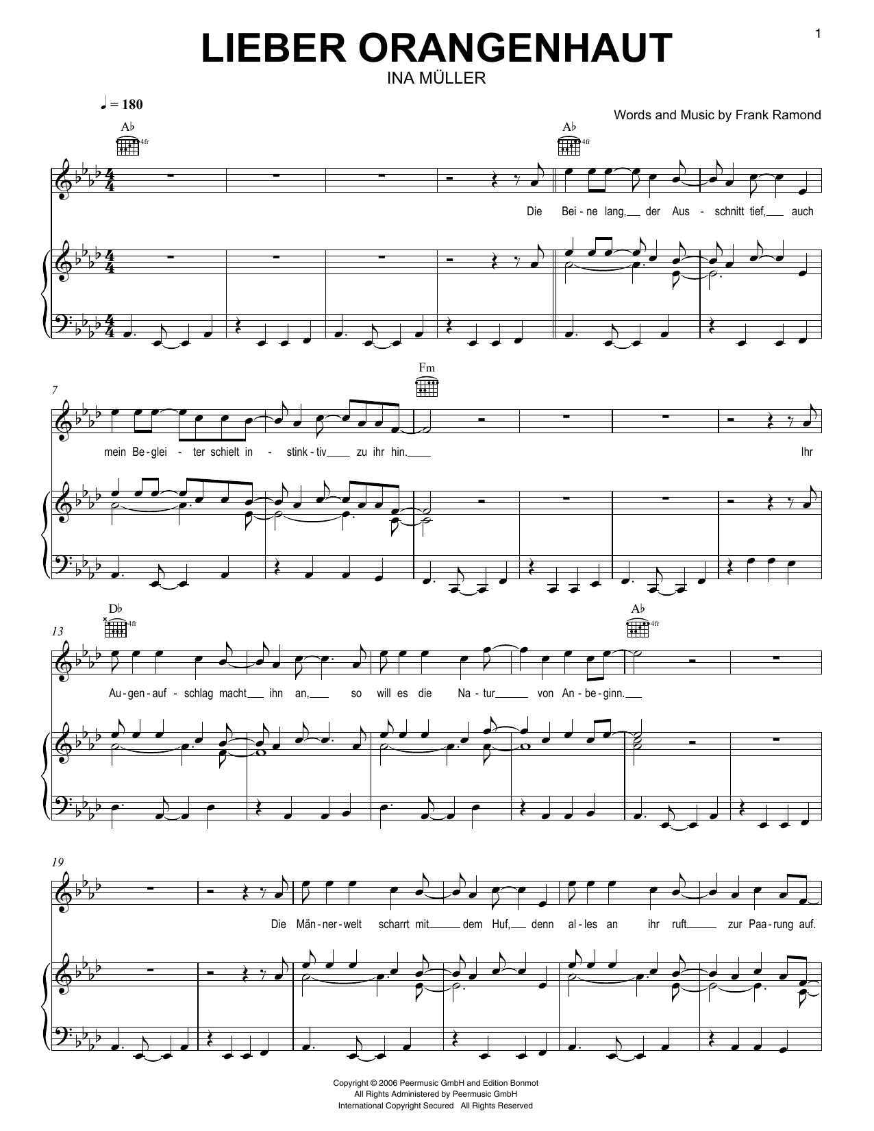 Ina Müller Lieber Orangenhaut Sheet Music