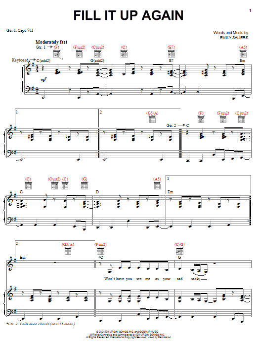 Indigo Girls Fill It Up Again Sheet Music