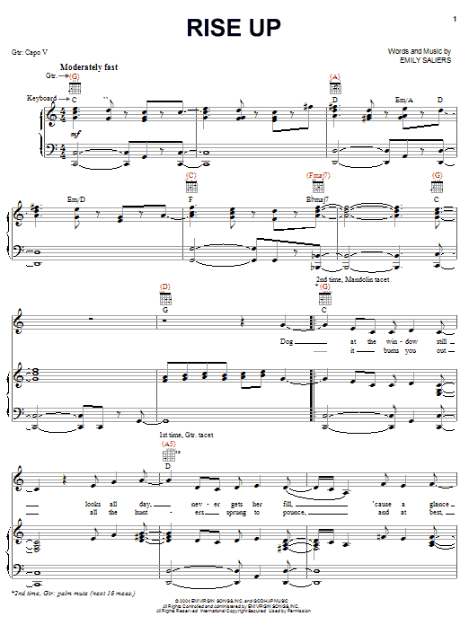 Indigo Girls Rise Up Sheet Music