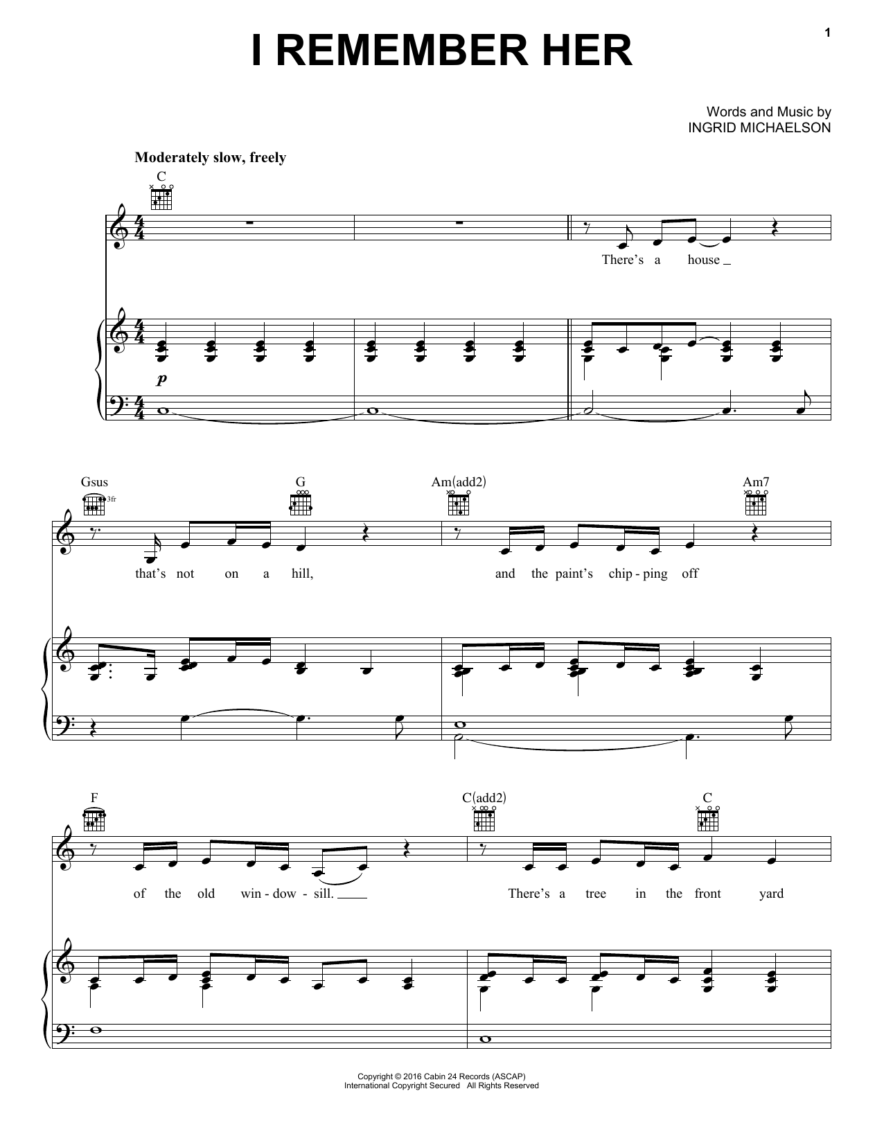 Ingrid Michaelson I Remember Her Sheet Music