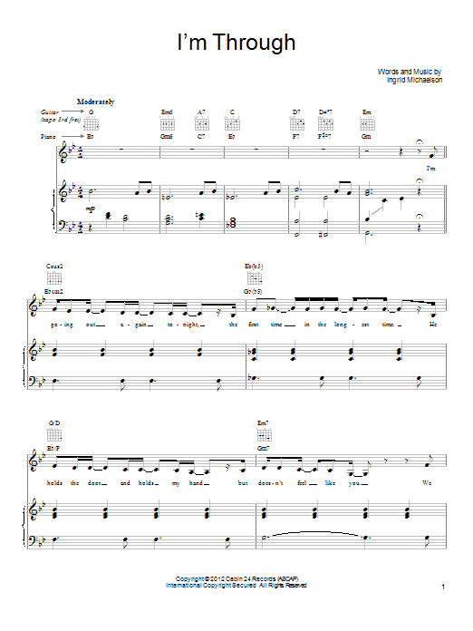 Ingrid Michaelson I'm Through Sheet Music