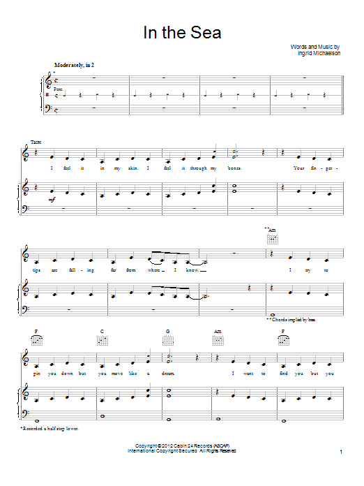 Ingrid Michaelson In The Sea Sheet Music