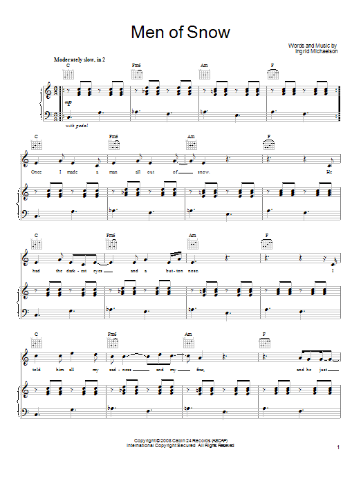 Ingrid Michaelson Men Of Snow Sheet Music