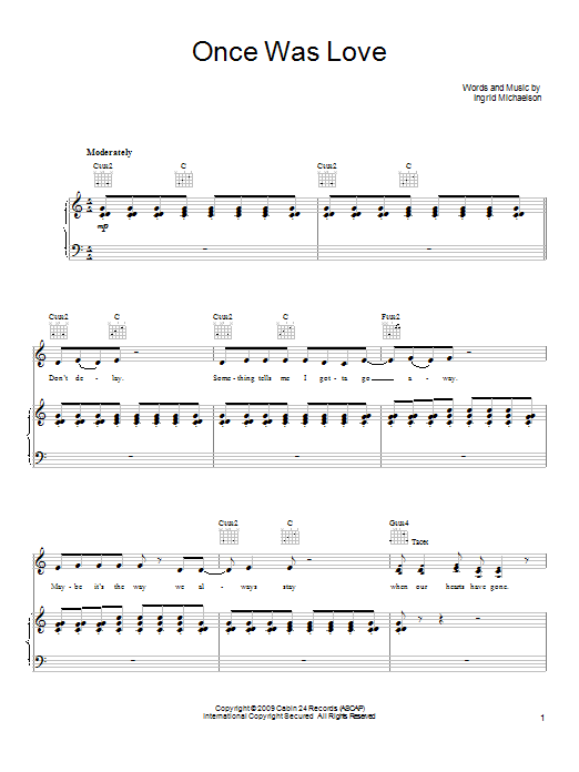Ingrid Michaelson Once Was Love Sheet Music