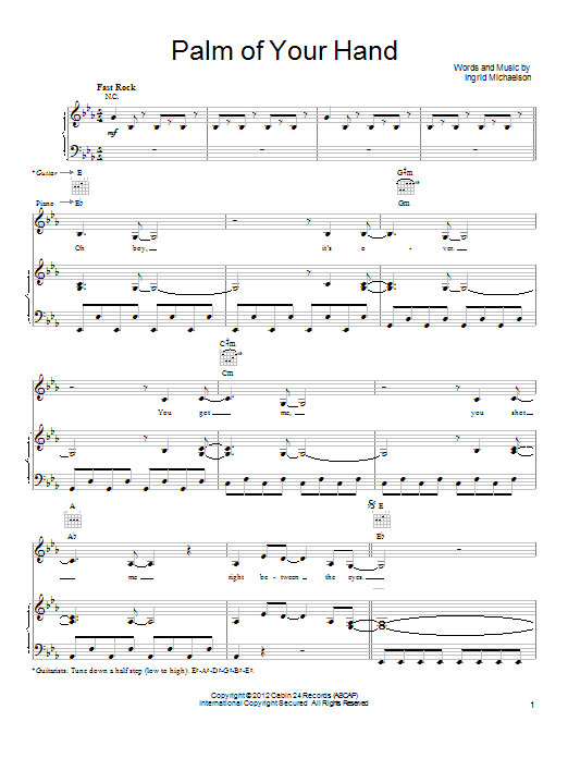 Ingrid Michaelson Palm Of Your Hand Sheet Music