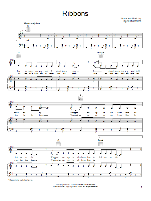 Ingrid Michaelson Ribbons Sheet Music