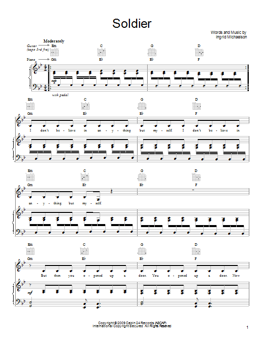 Ingrid Michaelson Soldier Sheet Music
