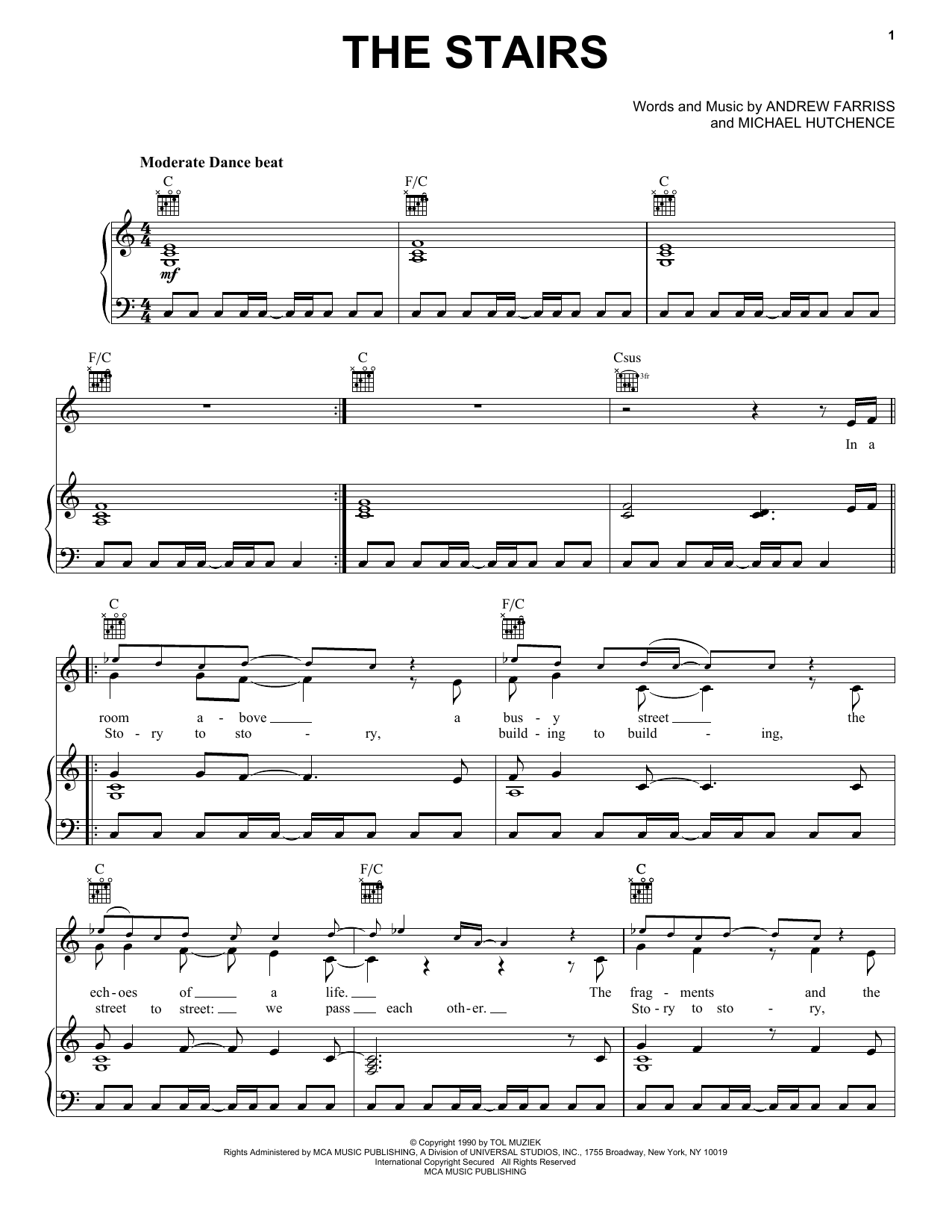 INXS The Stairs Sheet Music