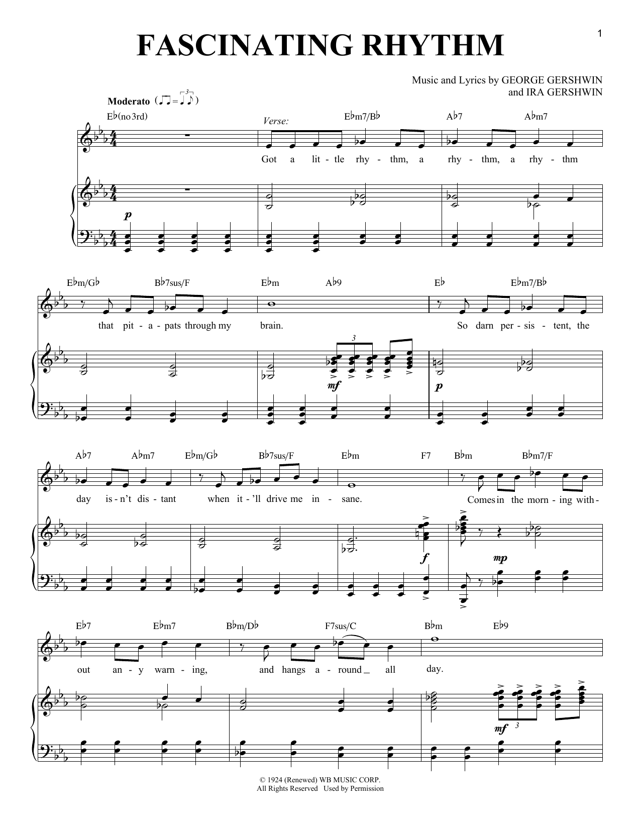 Ira Gershwin Fascinating Rhythm Sheet Music