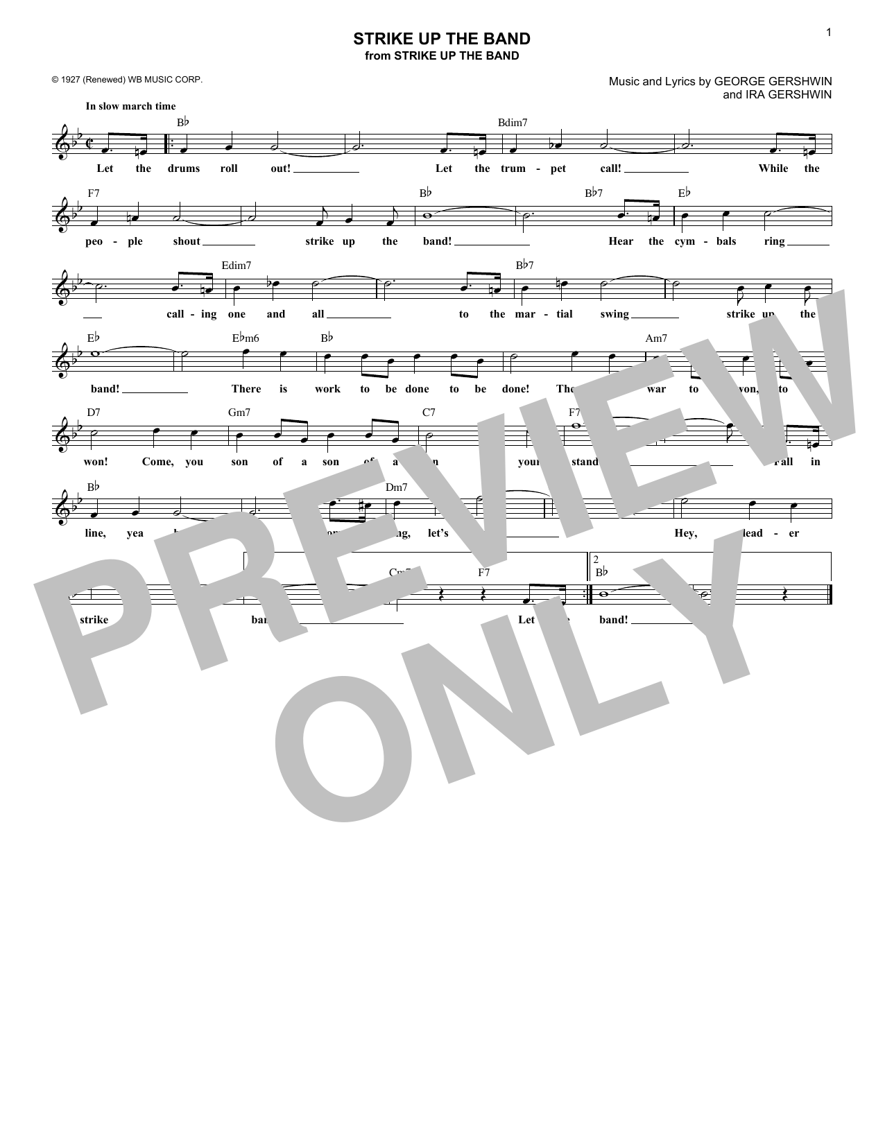 Ira Gershwin Strike Up The Band Sheet Music