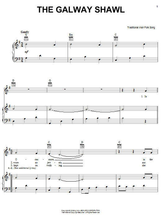 Irish Folksong The Galway Shawl Sheet Music