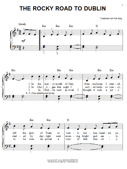 Irish Folksong The Rocky Road To Dublin Sheet Music