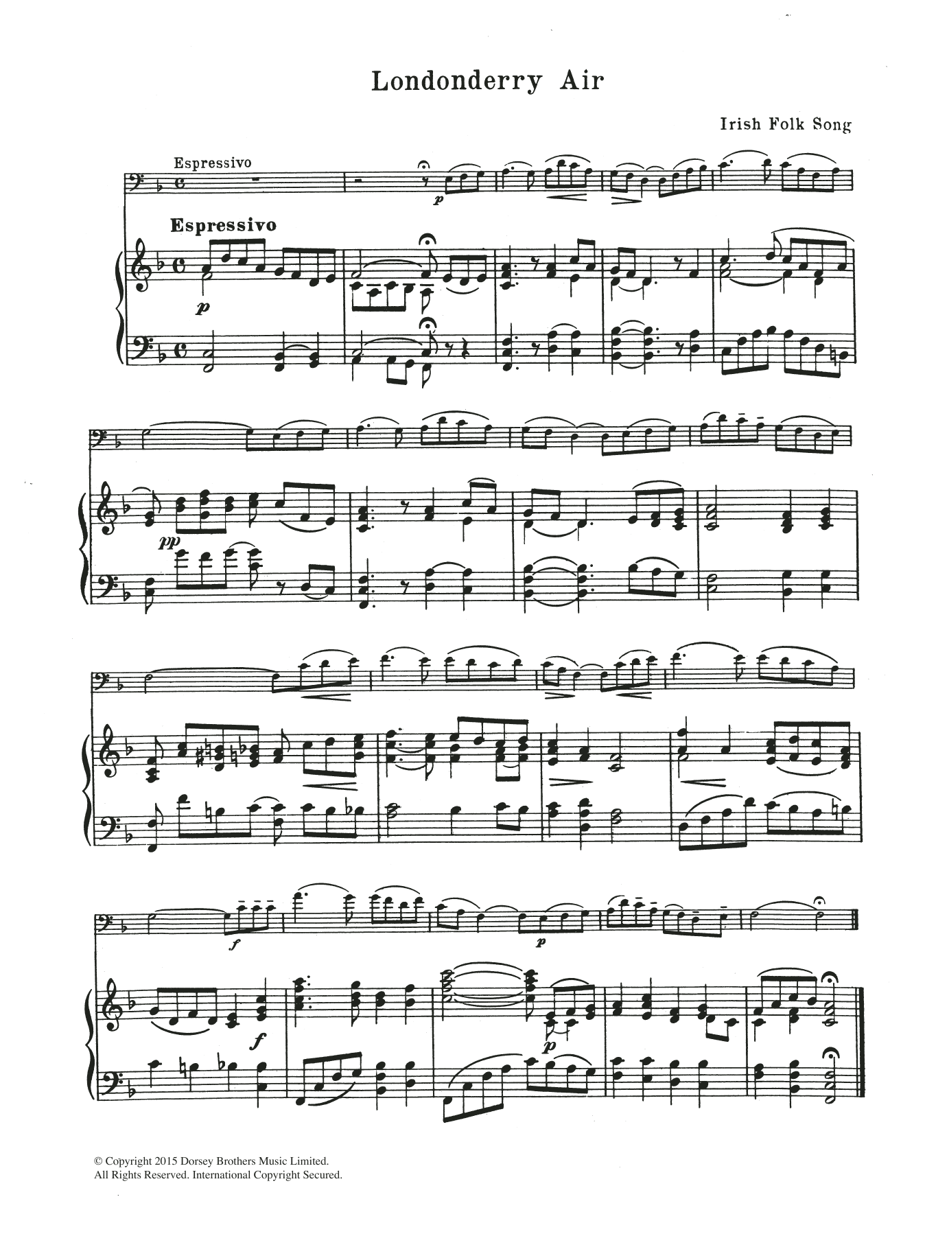 Irish Folksong Danny Boy (Londonderry Air) Sheet Music