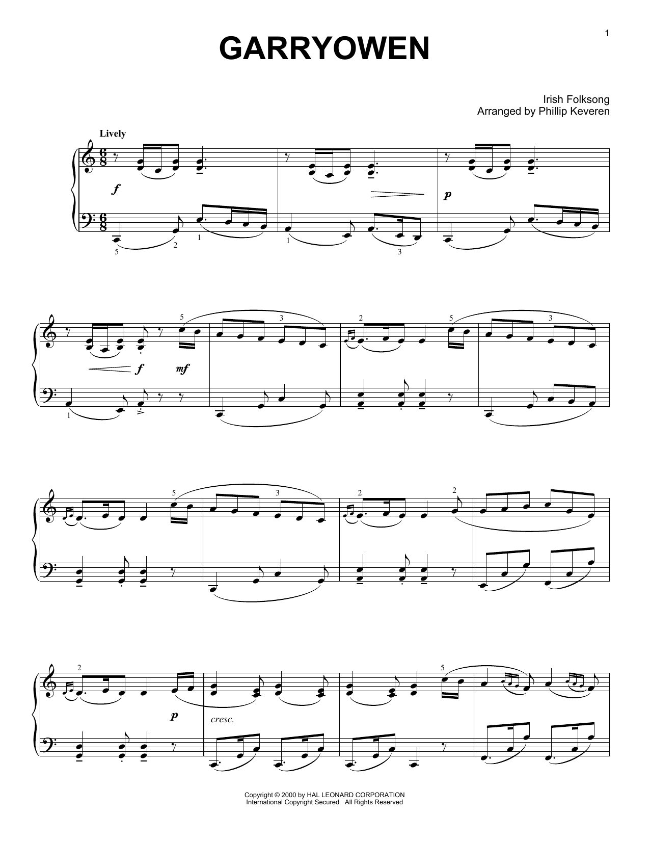 Irish Folksong Garryowen (arr. Phillip Keveren) Sheet Music