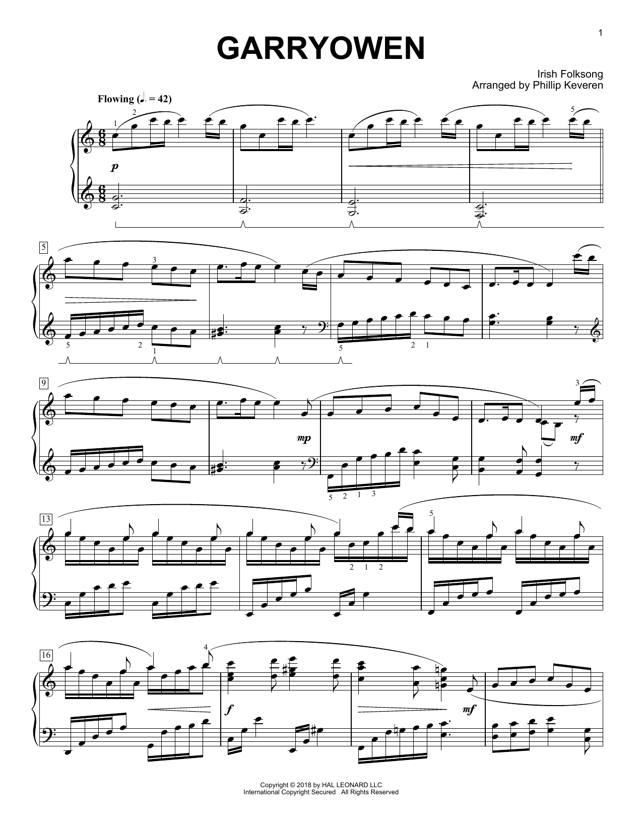 Irish Folksong Garryowen [Classical version] (arr. Phillip Keveren) Sheet Music