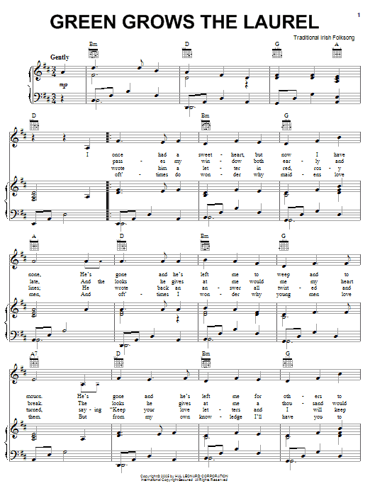 Irish Folksong Green Grows The Laurel Sheet Music