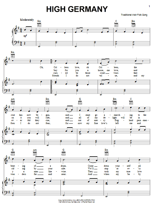Irish Folksong High Germany Sheet Music