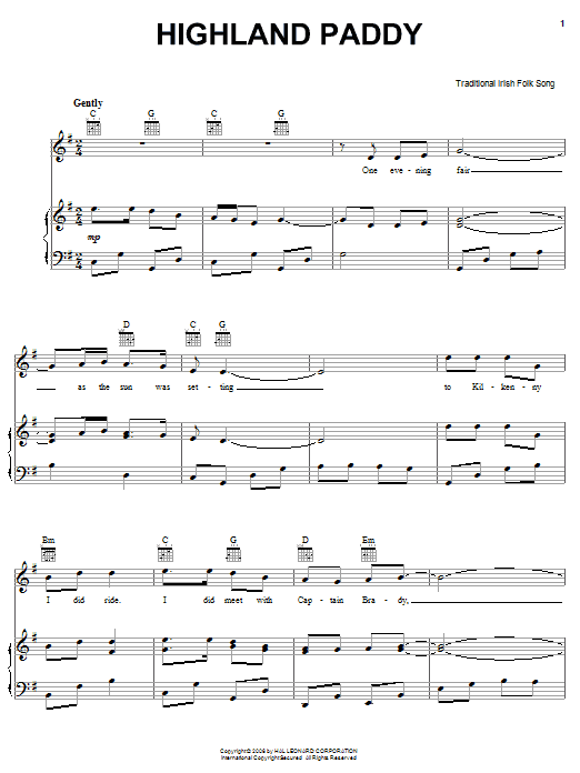 Irish Folksong Highland Paddy Sheet Music