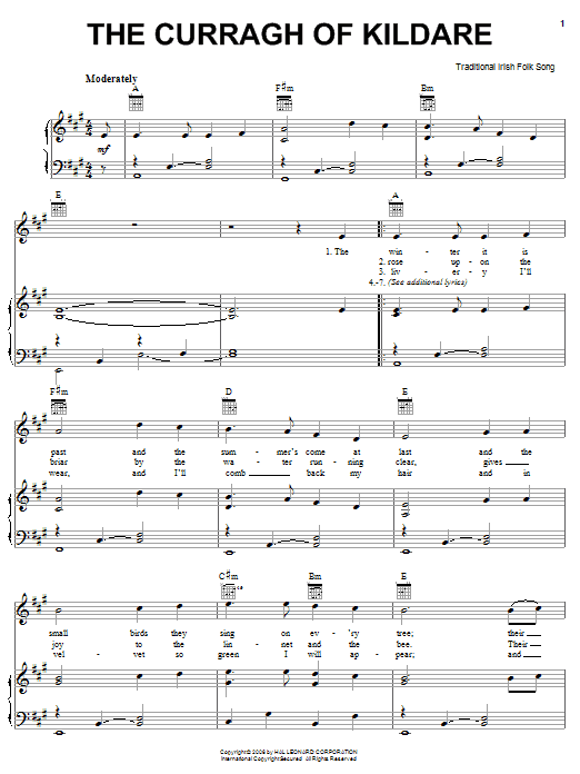 Irish Folksong The Curragh Of Kildare Sheet Music