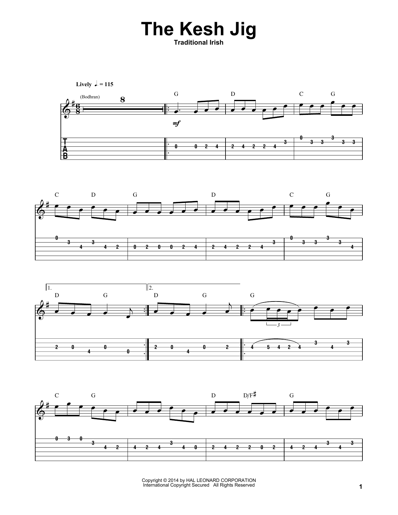 Irish Folksong The Kesh Jig Sheet Music