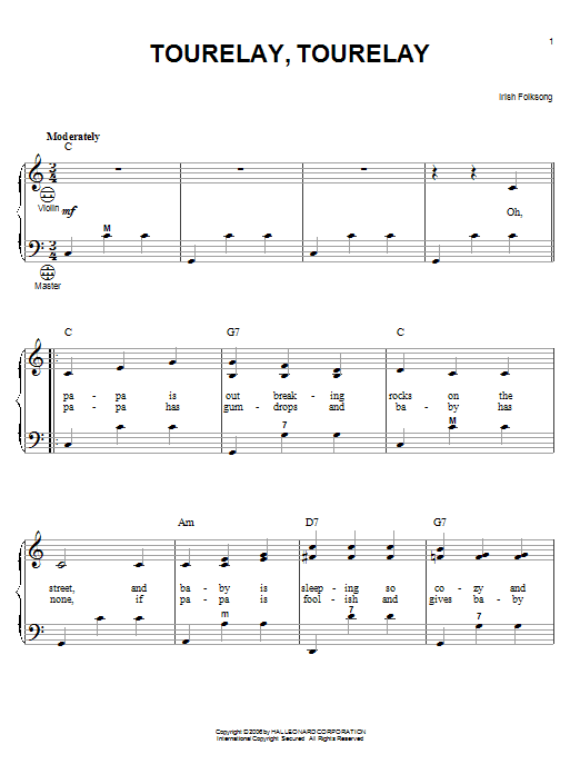 Irish Folksong Tourelay, Tourelay Sheet Music