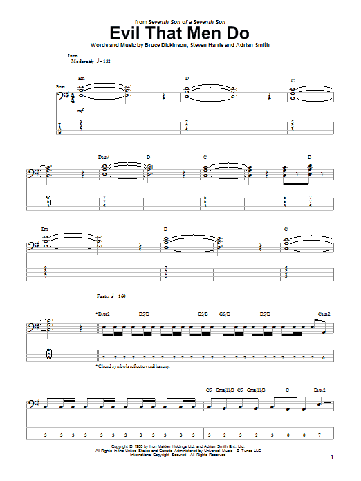 Iron Maiden Evil That Men Do Sheet Music