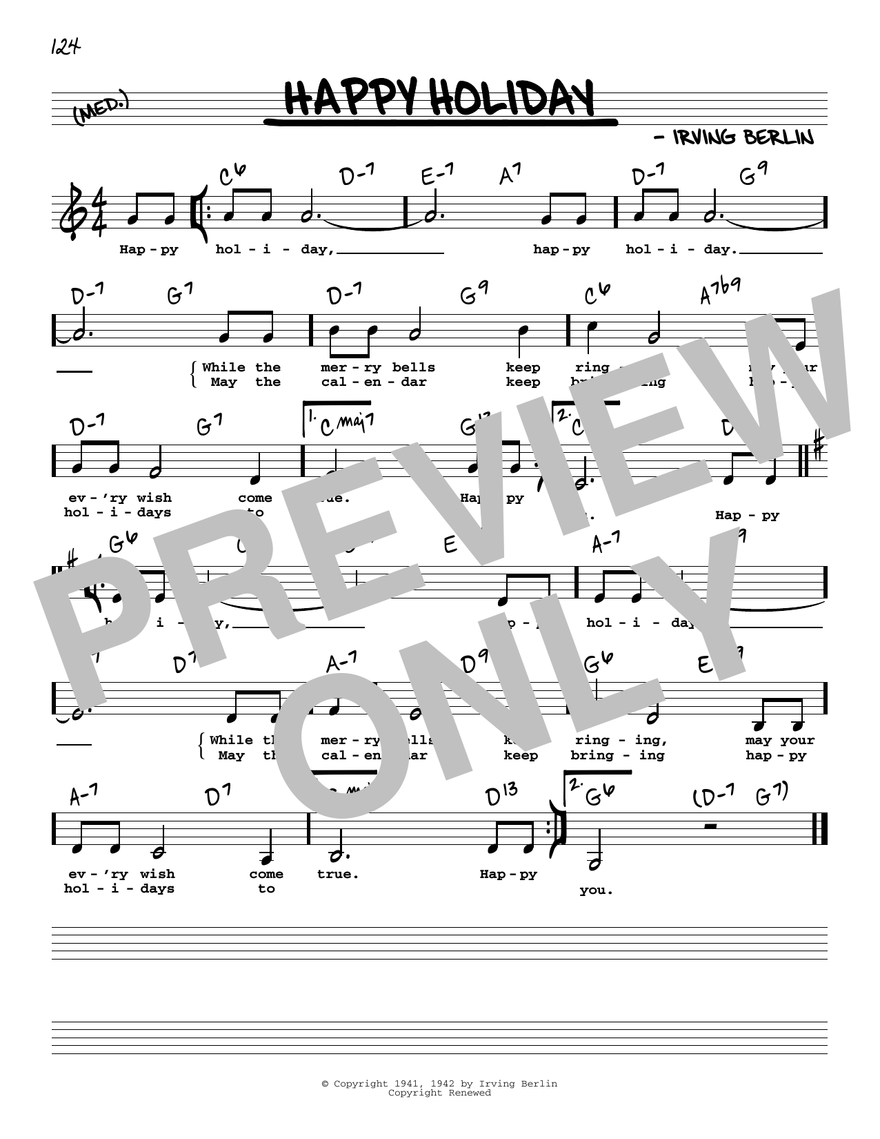 Irving Berlin Happy Holiday (Low Voice) Sheet Music