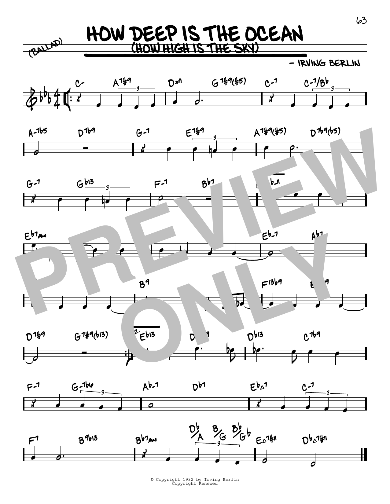Irving Berlin How Deep Is The Ocean (How High Is The Sky) (arr. David Hazeltine) Sheet Music