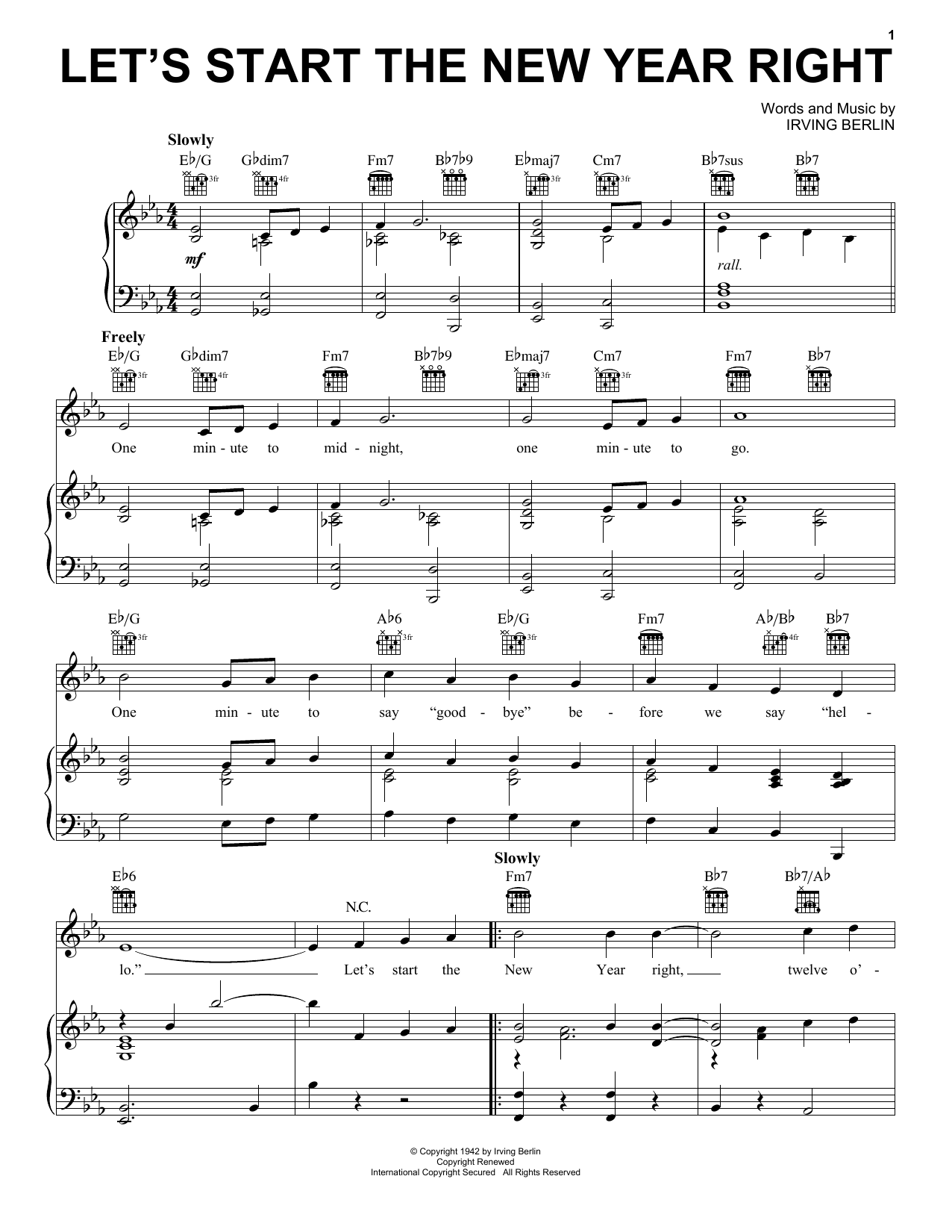Irving Berlin Let's Start The New Year Right Sheet Music